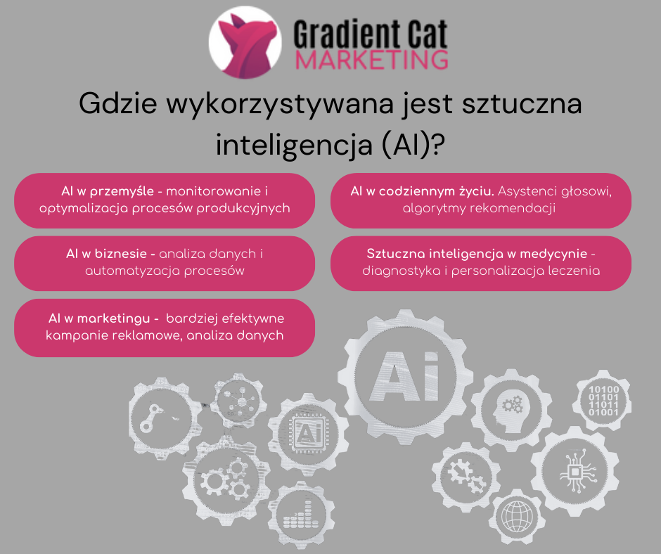 Gdzie wykorzystywana jest sztuczna inteligencja (AI)- infografika